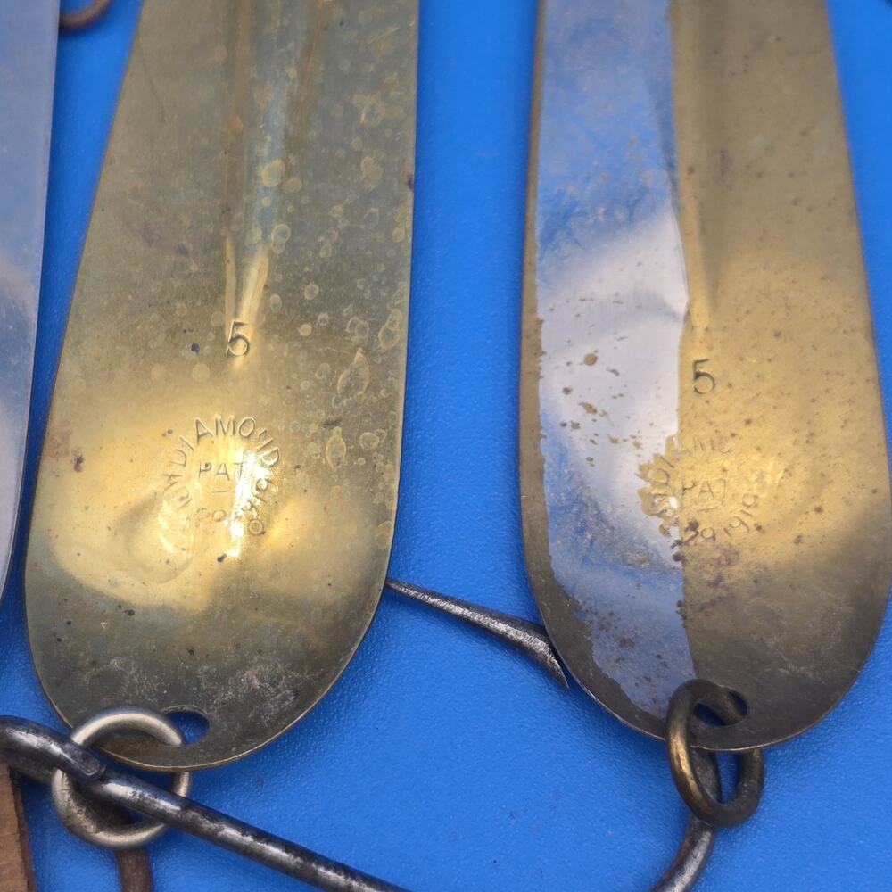 Vtg Diamond Co Trolling Spoon Lure Lot 26pc Brass Copper Size 4 5 6 7 1919 Pat - Picture 6 of 9